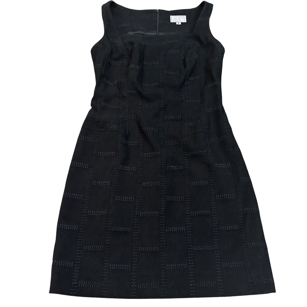 Alberto Makali Vtg Patch Embroidered Grid Sheath Dress Sleeveless Women Size 8